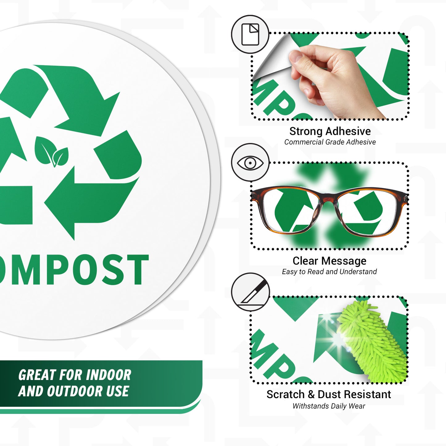 5in Waste Bin Label: Compost Image Green Sticker