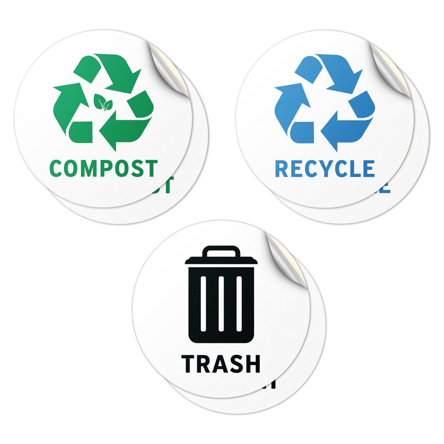 5in Waste Sorting Decal: Trash, Recycle, Compost Sticker (Bundle Mix)