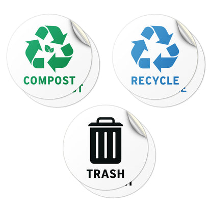 5in Waste Sorting Decal: Trash, Recycle, Compost Sticker (Bundle Mix)