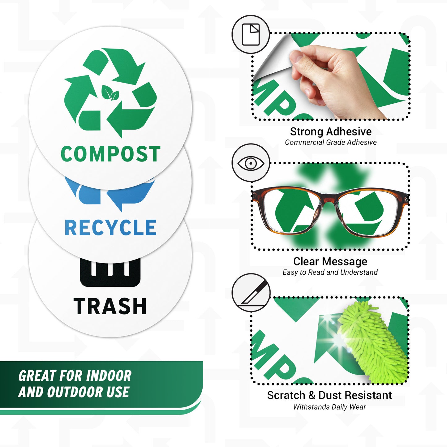 5in Waste Sorting Decal: Trash, Recycle, Compost Sticker (Bundle Mix)