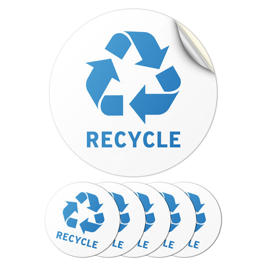 5in Waste Bin Label: Recycling Image Sticker (Blue)