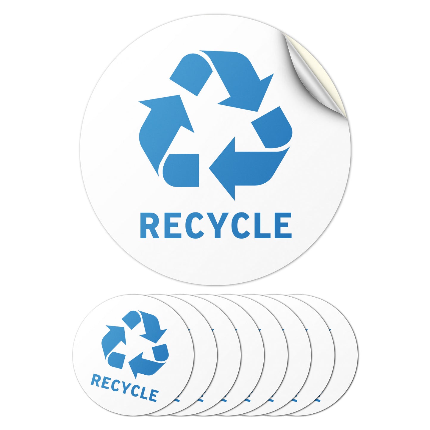 5in Waste Bin Label: Recycling Image Sticker (Blue)