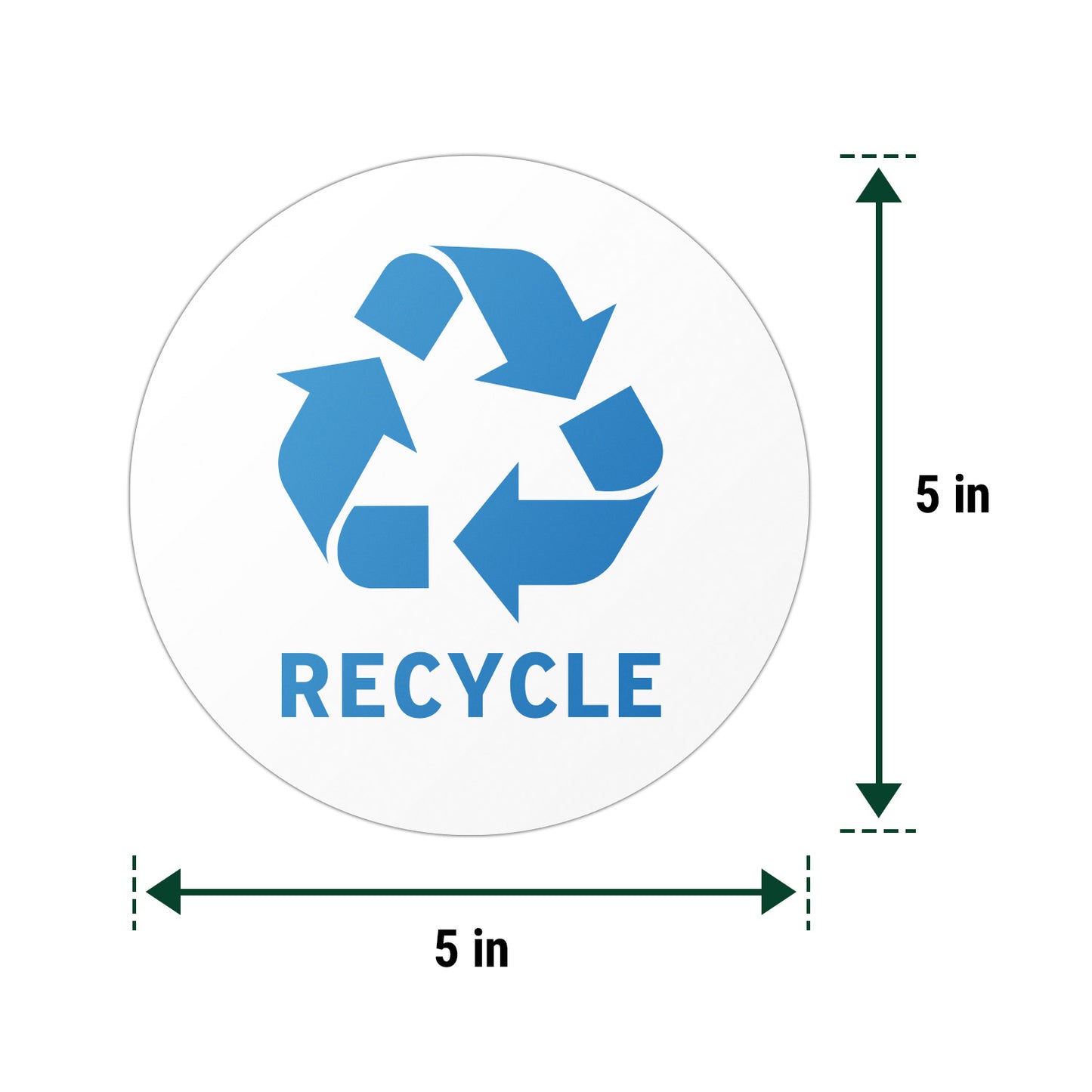 5in Waste Bin Label: Recycling Image Sticker (Blue)