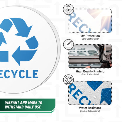 5in Waste Bin Label: Recycling Image Sticker (Blue)
