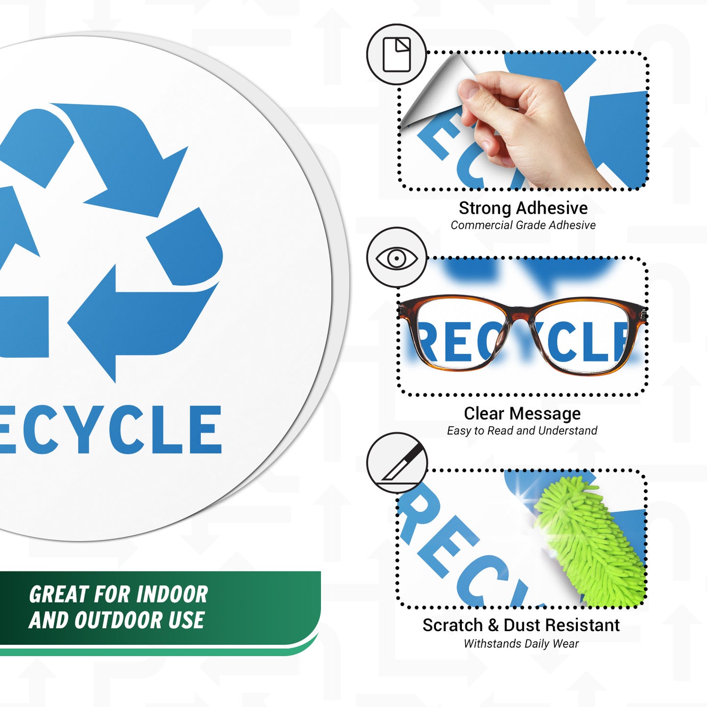 5in Waste Bin Label: Recycling Image Sticker (Blue)