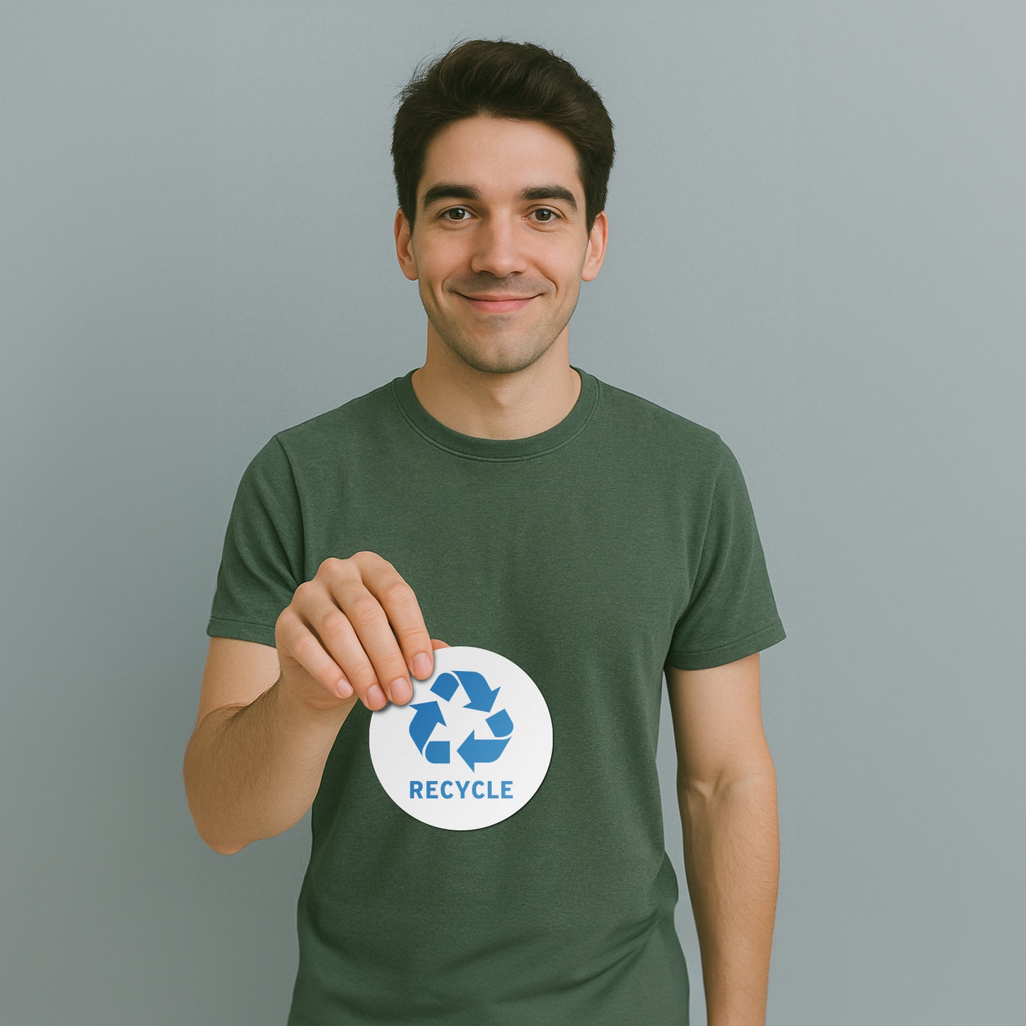 5in Waste Bin Label: Recycling Image Sticker (Blue)