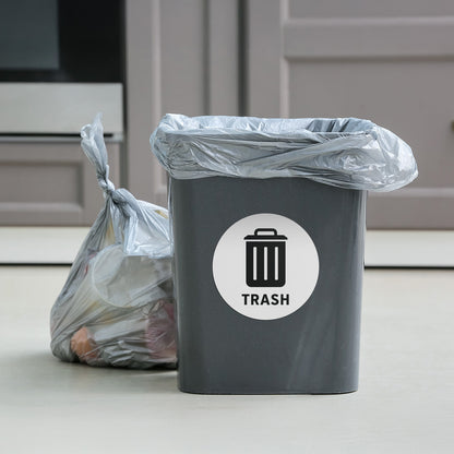 5in Waste Bin Label: Trash Can Image Circle Sticker