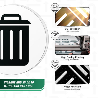 5 inch Bin Label: Trash Vinyl Sticker (White Decal)