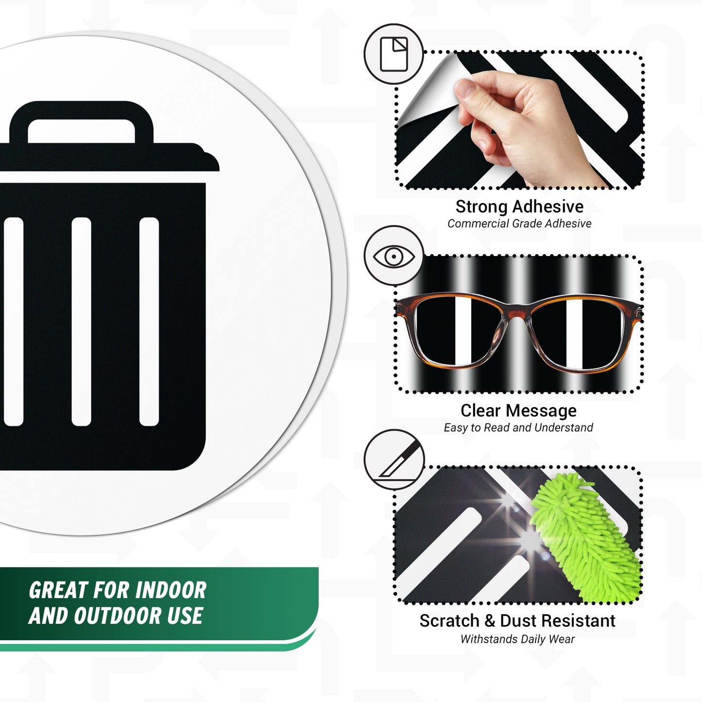 5 inch Bin Label: Trash Vinyl Sticker (White Decal)