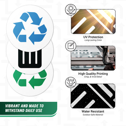 5 inch Trash Bin Label Identifier: Mixed Vinyl Stickers