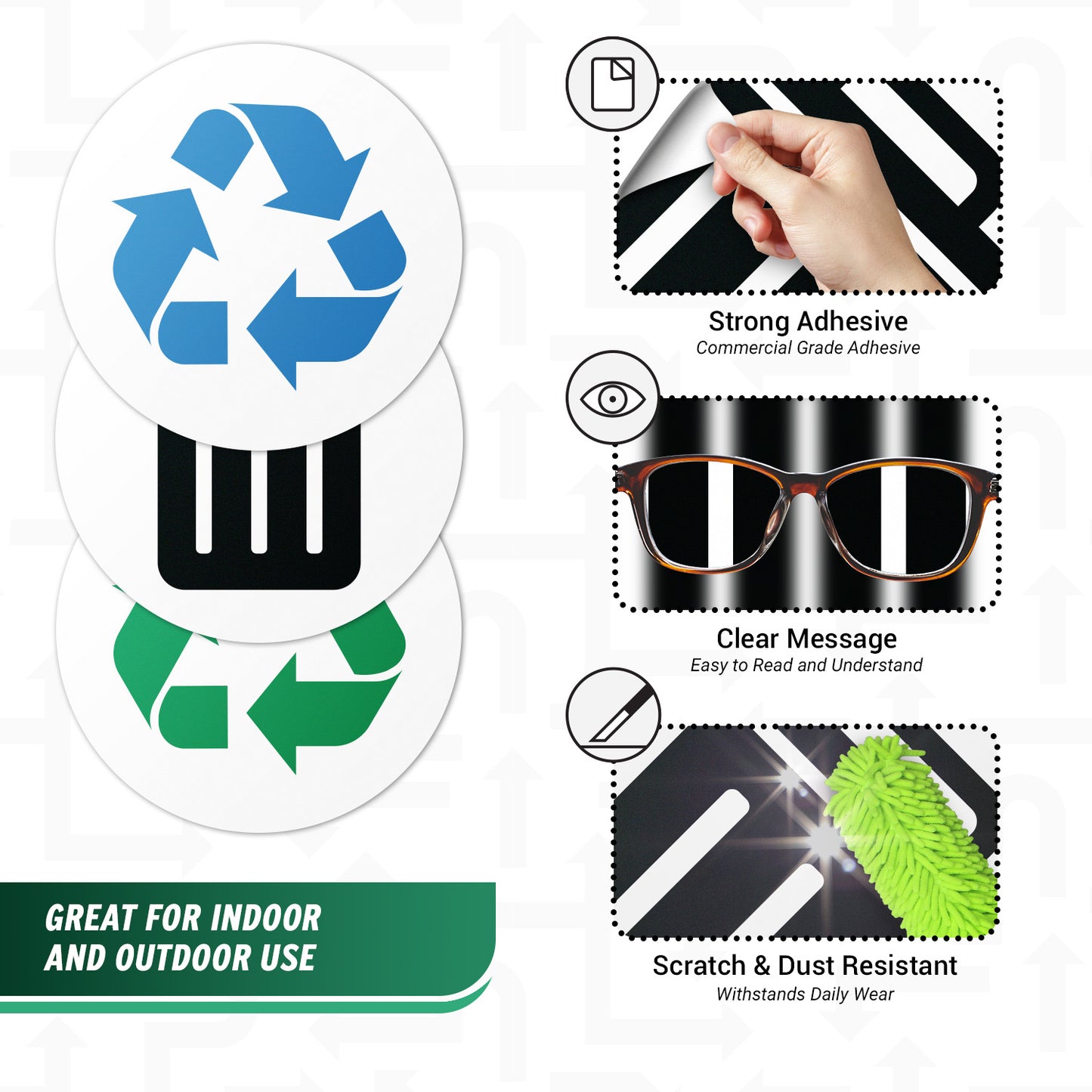 5 inch Trash Bin Label Identifier: Mixed Vinyl Stickers