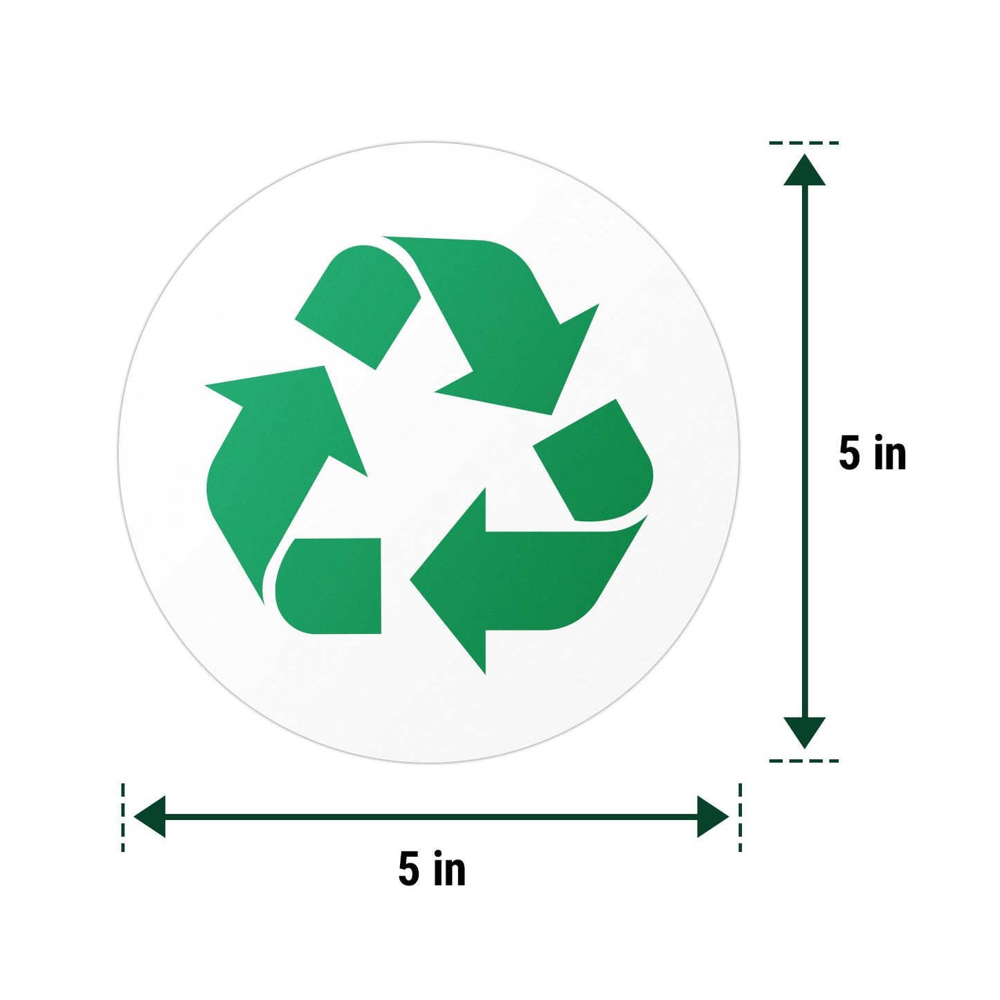 5in Waste Bin Label: Compost Recycling Green Sticker