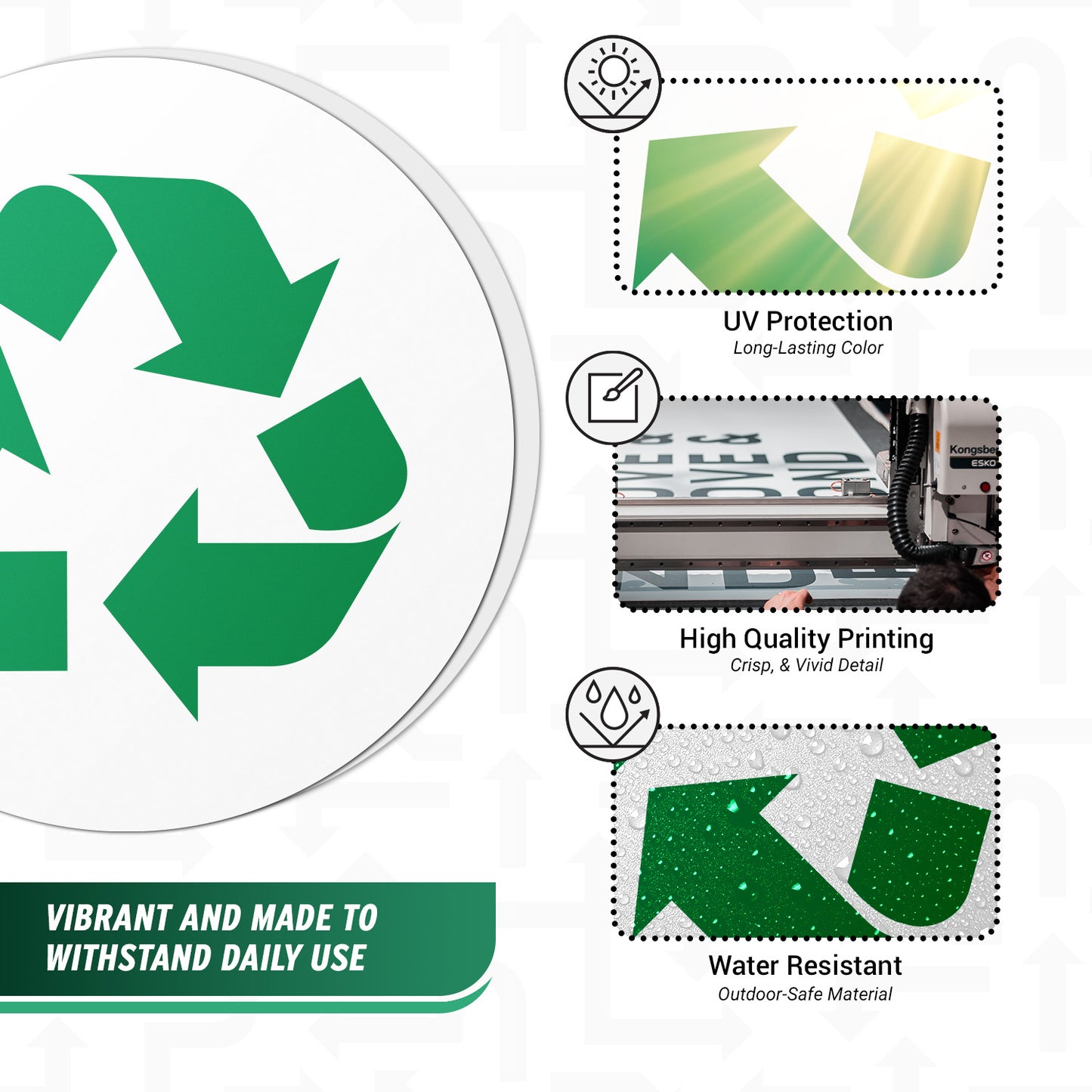 5in Waste Bin Label: Compost Recycling Green Sticker