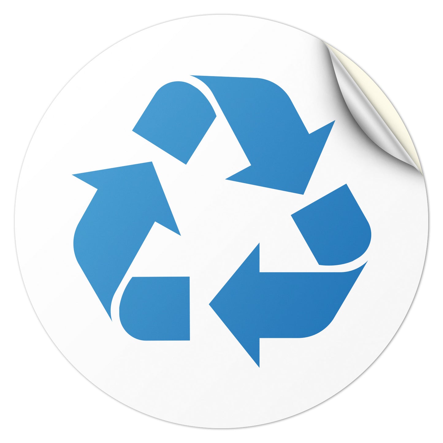 5 inch Recycle Bin Label: Universal Vinyl Sticker (Blue Logo)