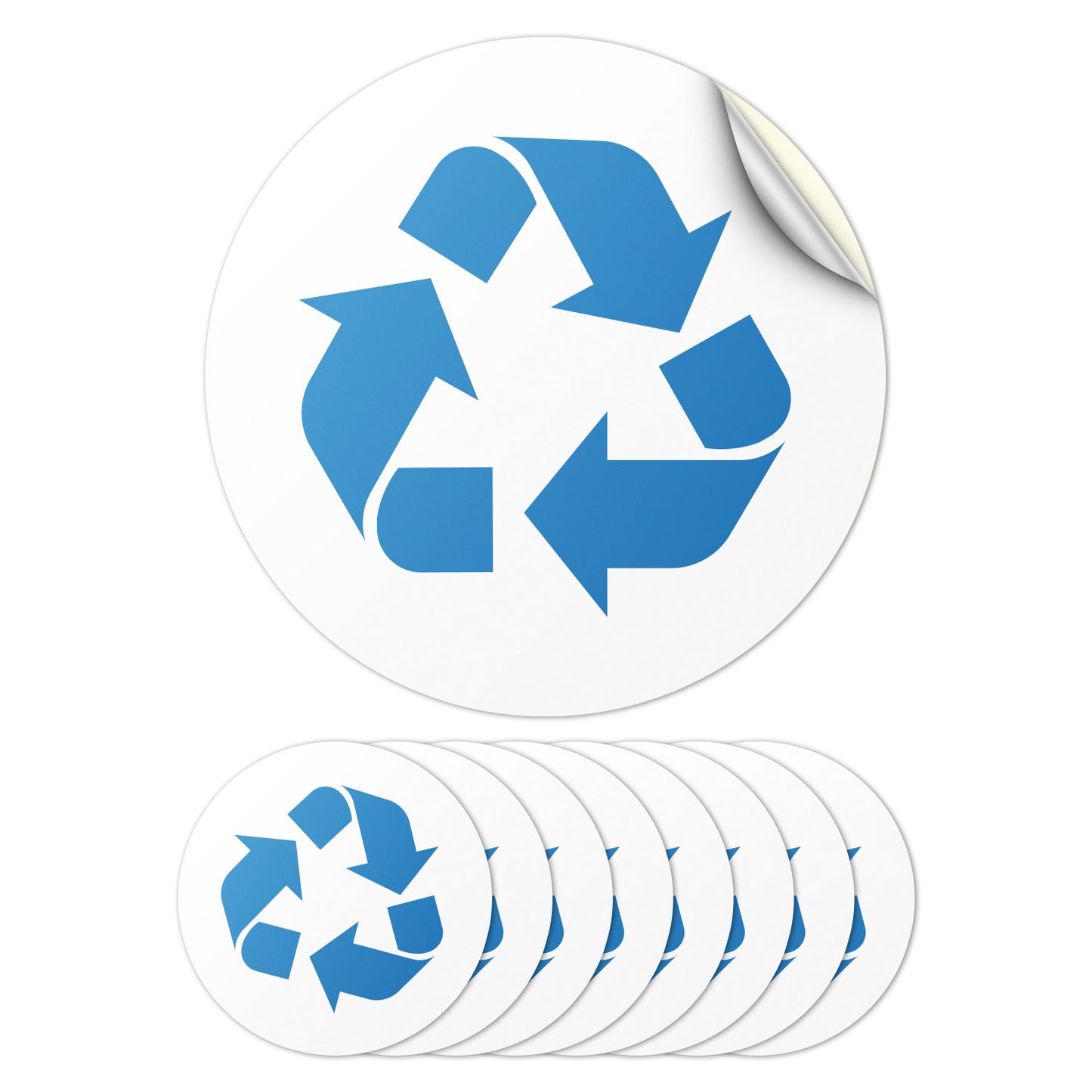 5 inch Recycle Bin Label: Universal Vinyl Sticker (Blue Logo)