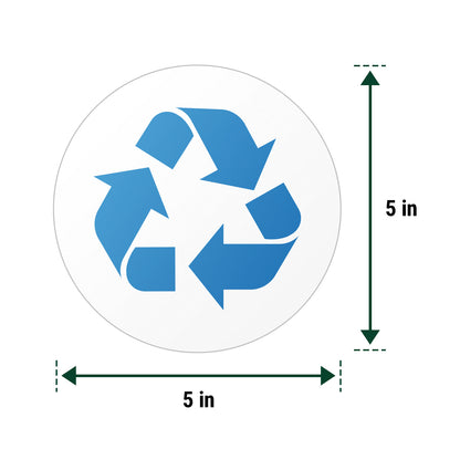 5 inch Recycle Bin Label: Universal Vinyl Sticker (Blue Logo)