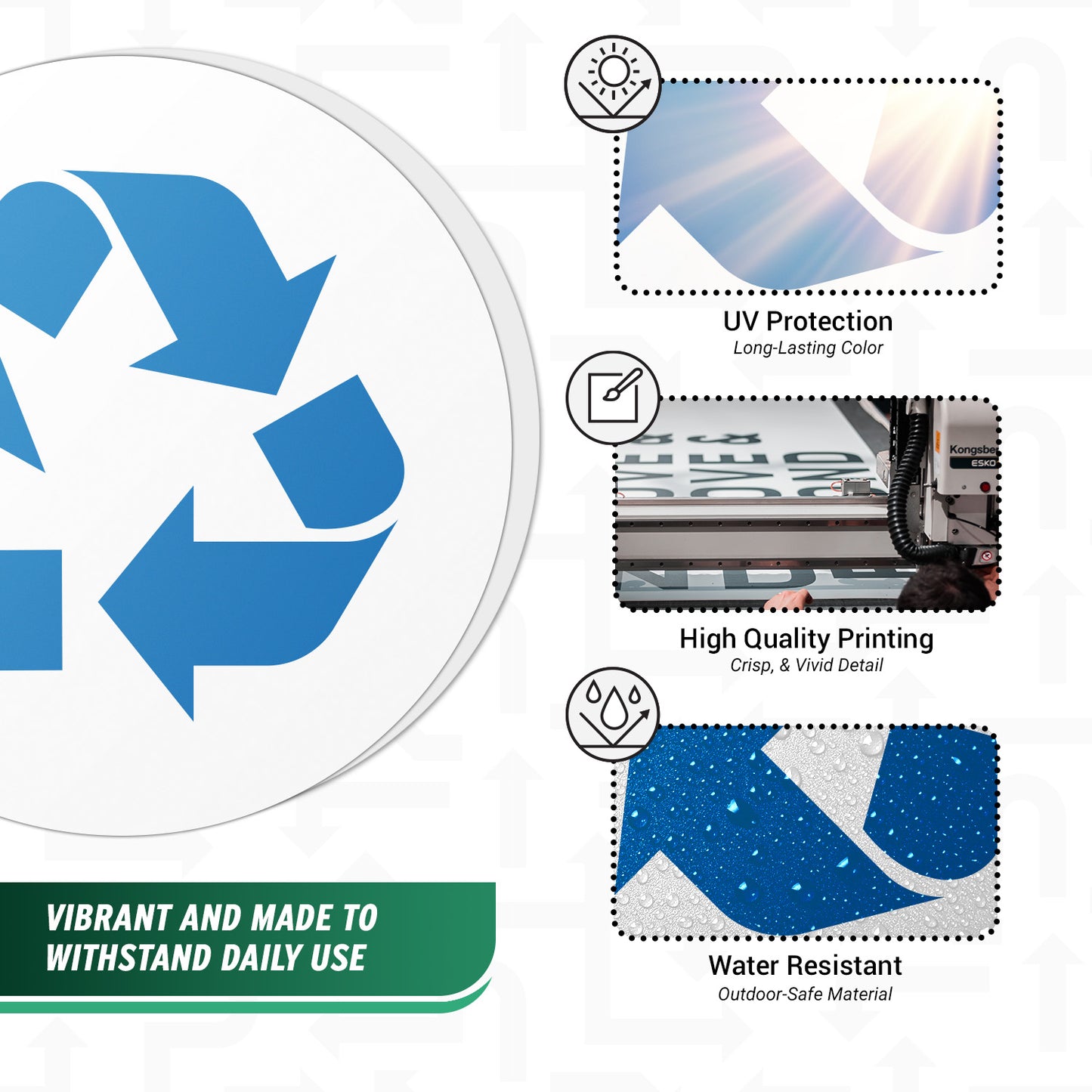 5 inch Recycle Bin Label: Universal Vinyl Sticker (Blue Logo)