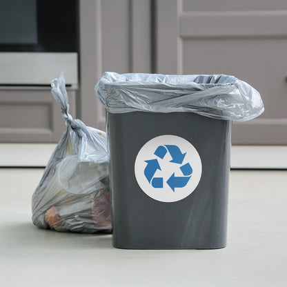 5 inch Recycle Bin Label: Universal Vinyl Sticker (Blue Logo)