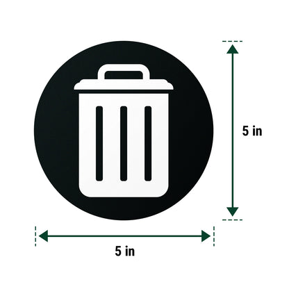 5 inch Bin Label: Trash Universal Symbol Sticker