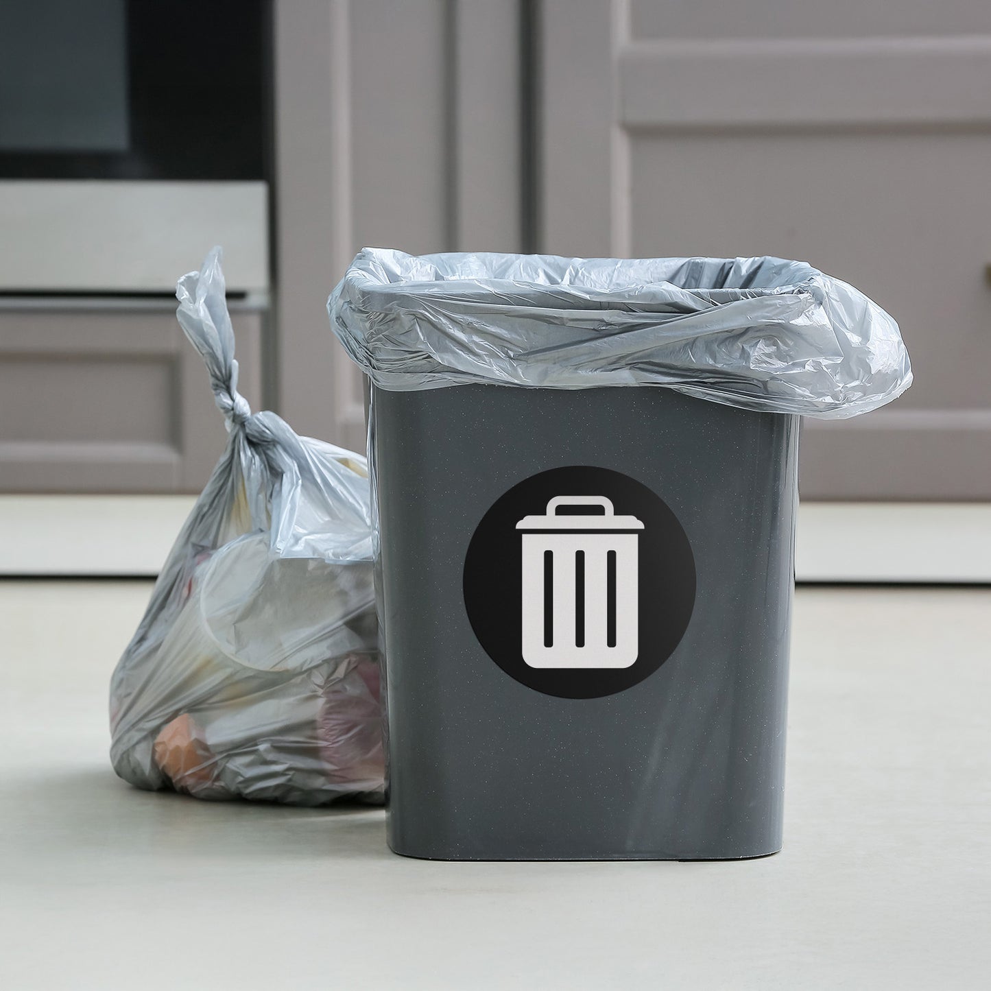 5 inch Bin Label: Trash Universal Symbol Sticker