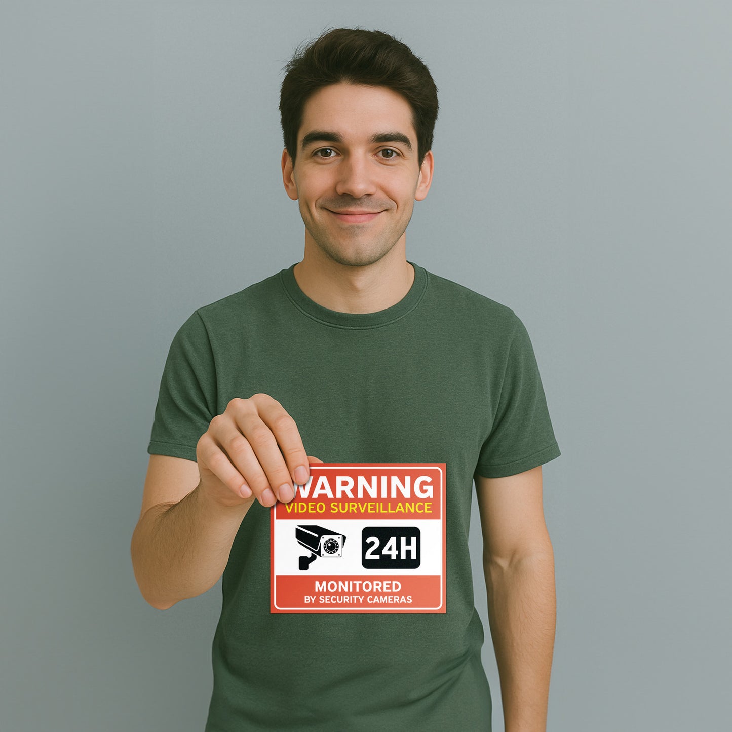 7 x 6in Warning Sticker: Video Surveillance 24hr Security Camera Notice