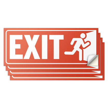 10 x 4in Exit Signs: Red Vinyl Durable Decal