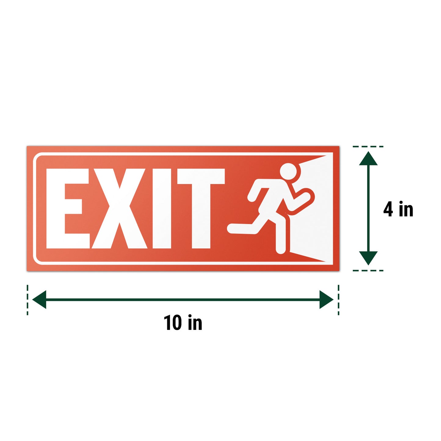 10 x 4in Exit Signs: Red Vinyl Durable Decal
