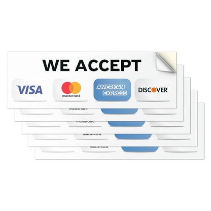 9 x 3in Payment Sticker: We Accept Credit Cards Decal