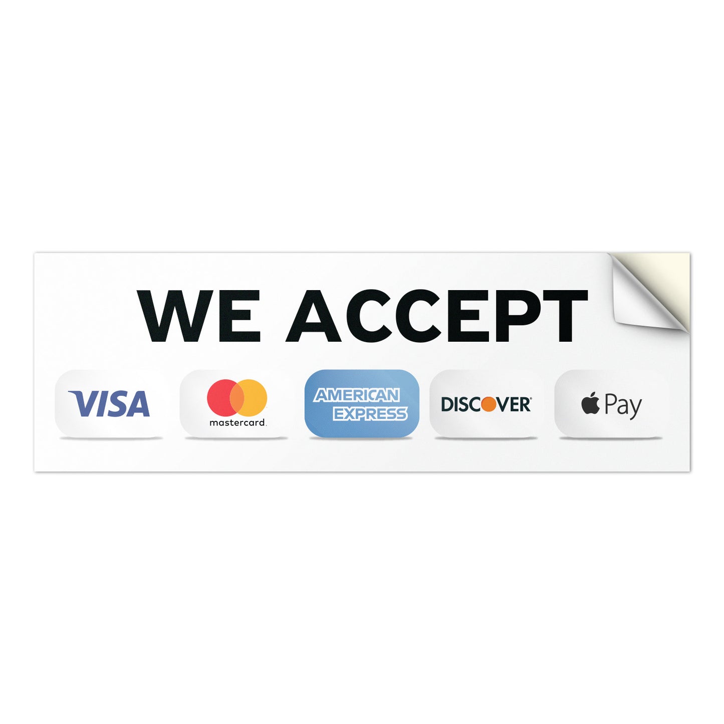 9 x 3in Payment Sticker: We Accept Credit Cards Vinyl Decal