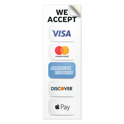 3 x 9in Payment Sticker: We Accept Credit Cards Vinyl Decal