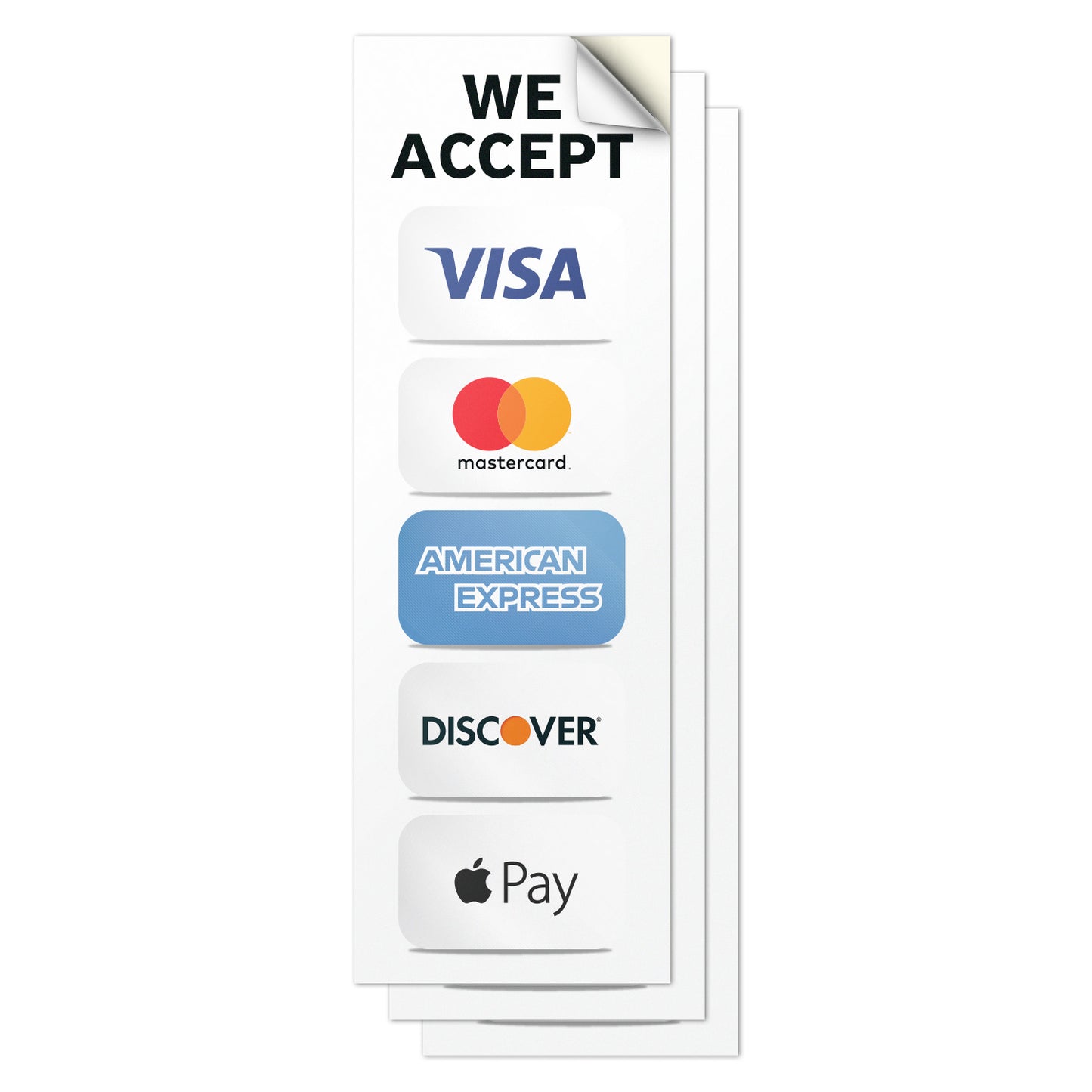 3 x 9in Payment Sticker: We Accept Credit Cards Vinyl Decal