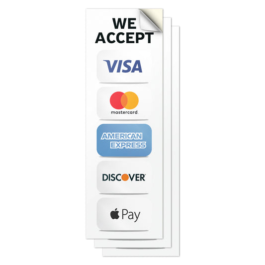 3 x 9in Payment Sticker: We Accept Credit Cards Vinyl Decal