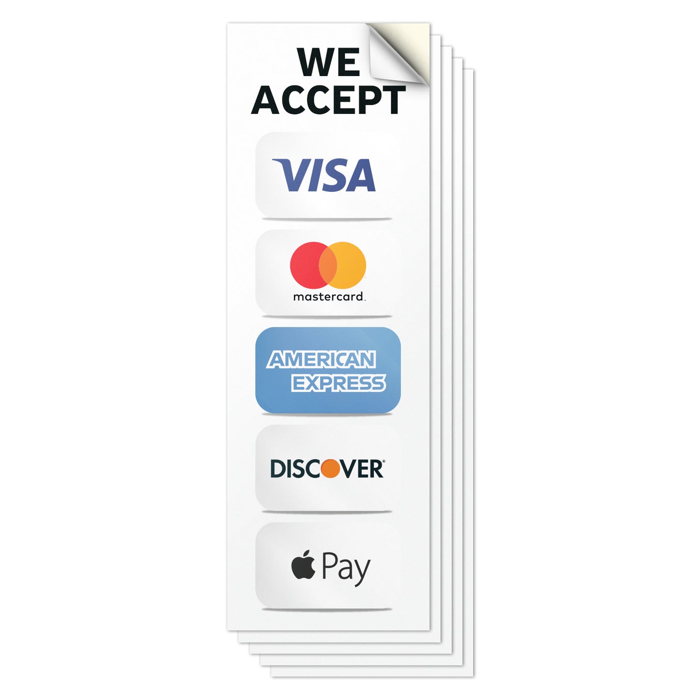 3 x 9in Payment Sticker: We Accept Credit Cards Vinyl Decal