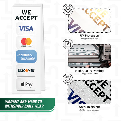 3 x 9in Payment Sticker: We Accept Credit Cards Vinyl Decal