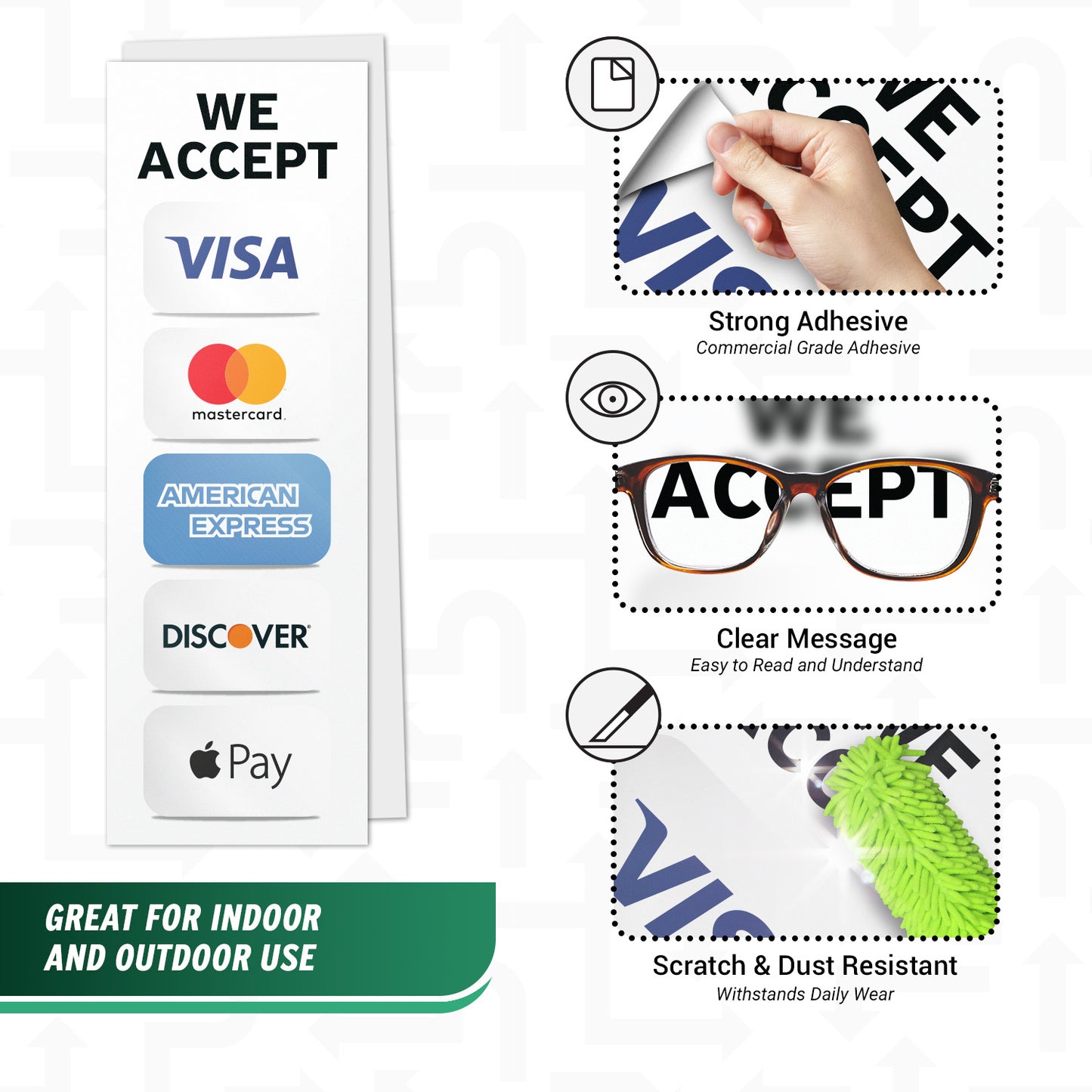 3 x 9in Payment Sticker: We Accept Credit Cards Vinyl Decal