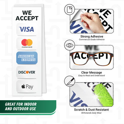 3 x 9in Payment Sticker: We Accept Credit Cards Vinyl Decal