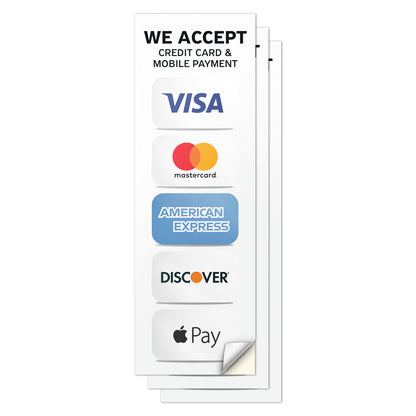 3 x 9in Payment Sticker: We Accept Credit Cards & Mobile Pay Decal
