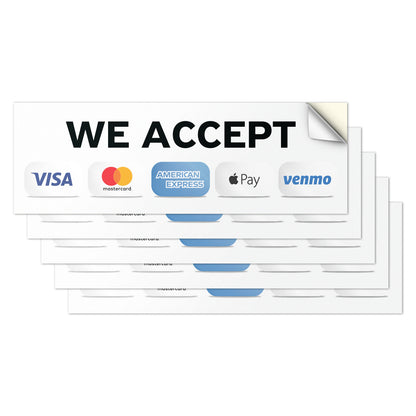 9 x 3in Payment Sticker: We Accept Credit Cards Decal (Includes Venmo)