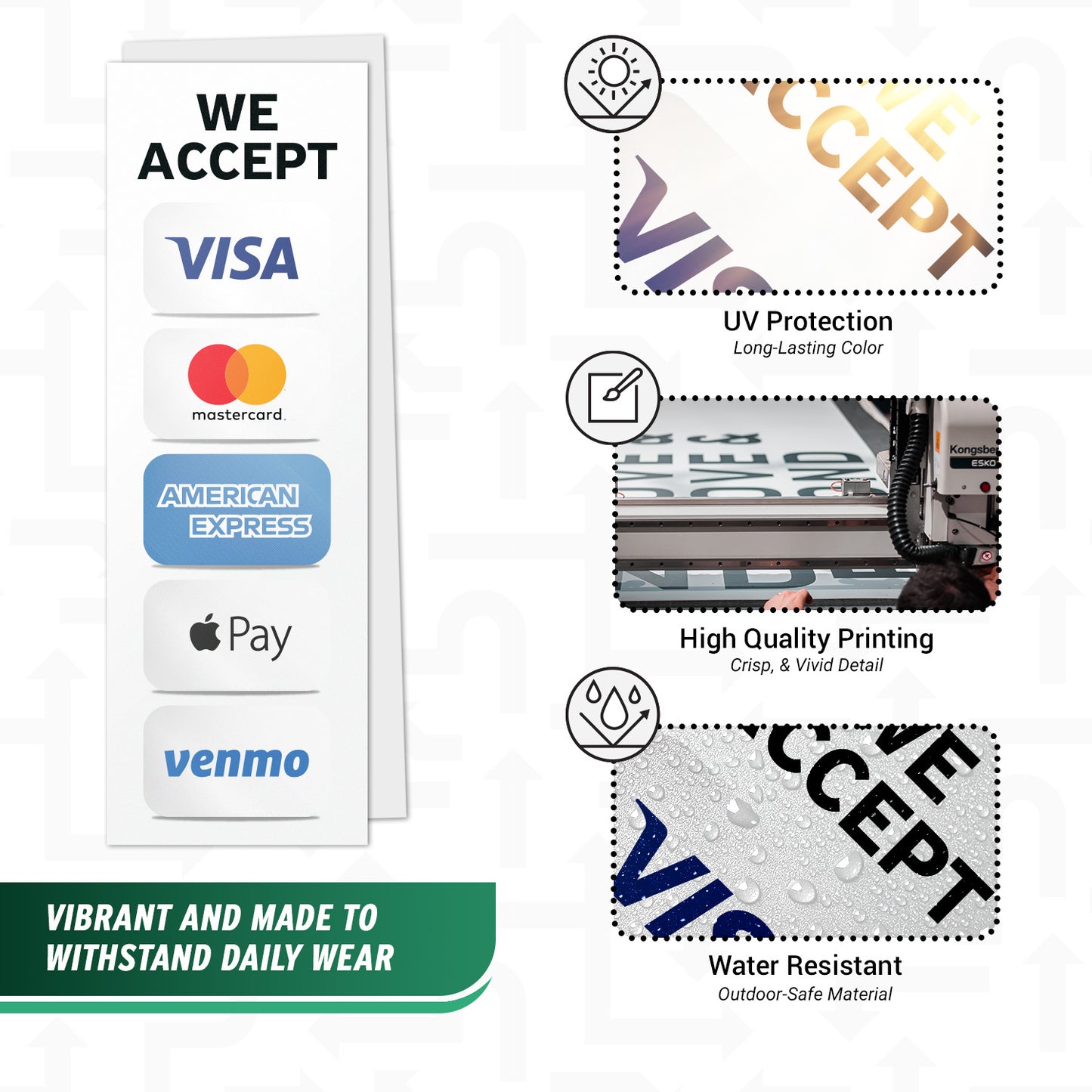 3 x 9in Payment Sticker: We Accept Credit Cards Decal (Includes Venmo)