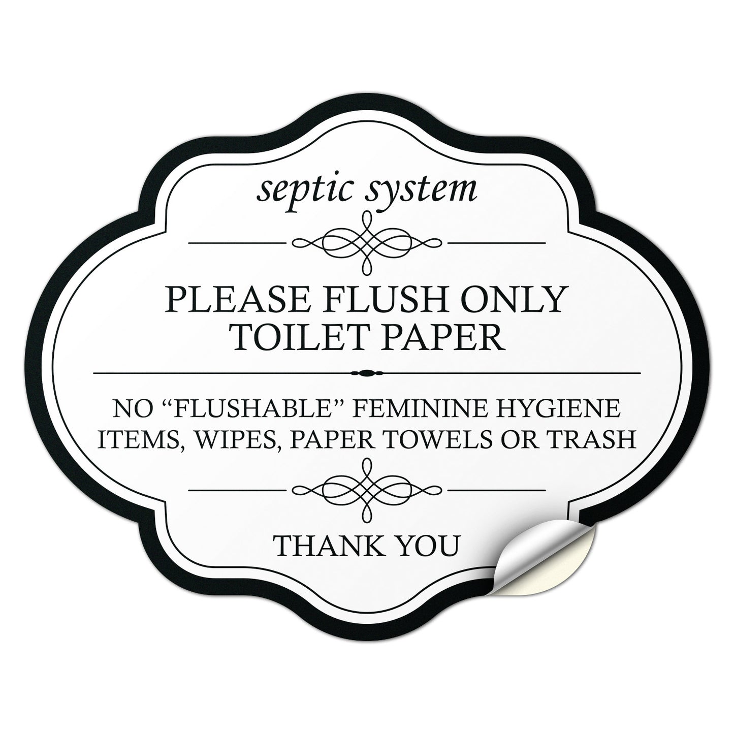 5 x 4in Restroom Decal: Flush Only Toilet Paper Reminder Sticker