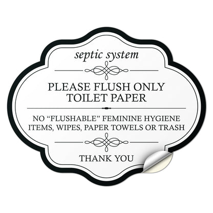 5 x 4in Restroom Decal: Flush Only Toilet Paper Reminder Sticker