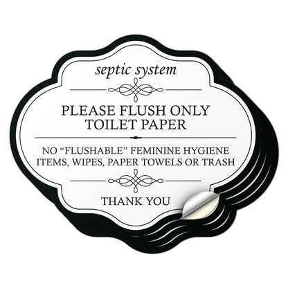 5 x 4in Restroom Decal: Flush Only Toilet Paper Reminder Sticker