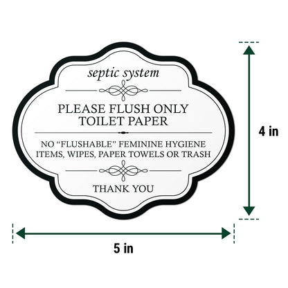5 x 4in Restroom Decal: Flush Only Toilet Paper Reminder Sticker