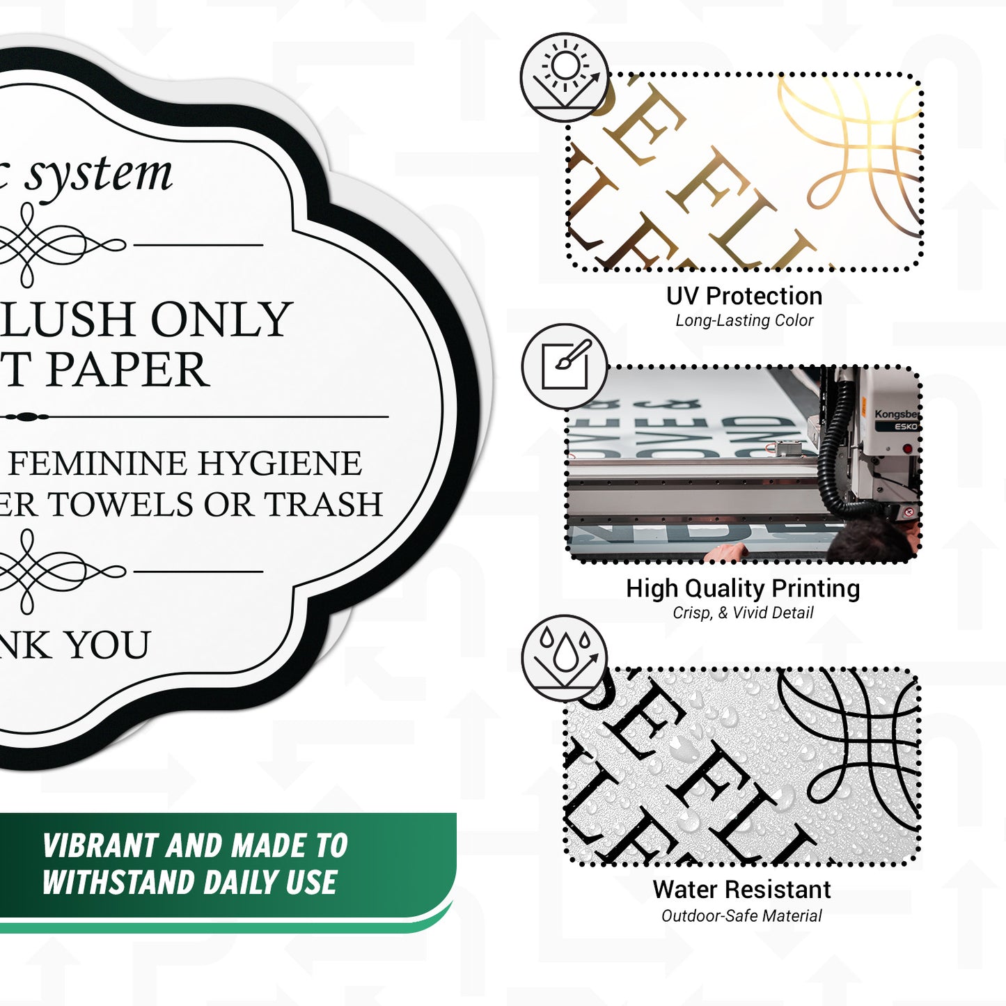 5 x 4in Restroom Decal: Flush Only Toilet Paper Reminder Sticker