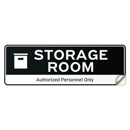 9 x 3in Door Label: Storage Room Authorized Personnel Only Sticker