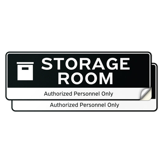 9 x 3in Door Label: Storage Room Authorized Personnel Only Sticker