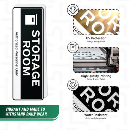 9 x 3in Door Label: Storage Room Authorized Personnel Only Sticker