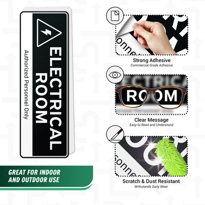 9 x 3in Vinyl Electrical Room Sign: Authorized Personnel Only