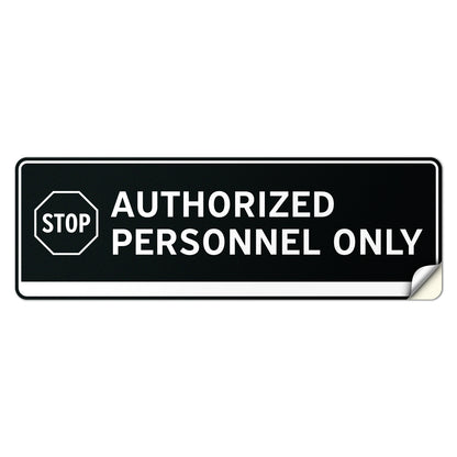 9 x 3in Door Label: Stop Authorized Personnel Only Sticker