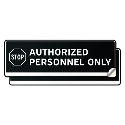 9 x 3in Door Label: Stop Authorized Personnel Only Sticker